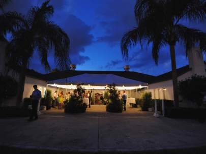 Patio in the Evening with rented tent 